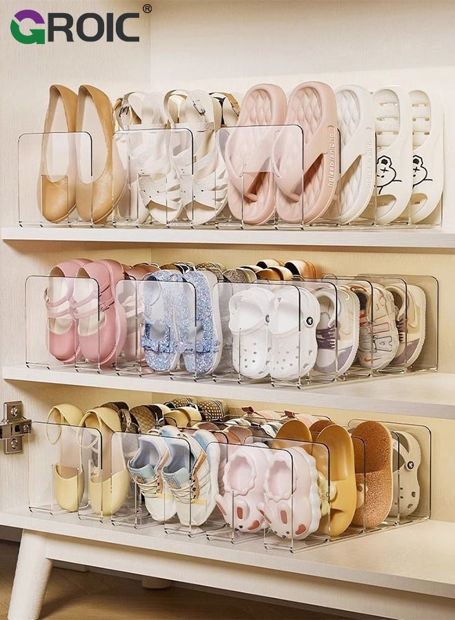 GROIC 2 Pcs Baby Shoe Rack, Shoes Storage Rack for kids,  4 Sections Acrylic Transparent Simple Shoe Rack, Toddler Baby Shoe Organizer, Shoe Rack Desk File Sorter Book Purse Organizer, Saving Space Shoe Shelf - Image 5